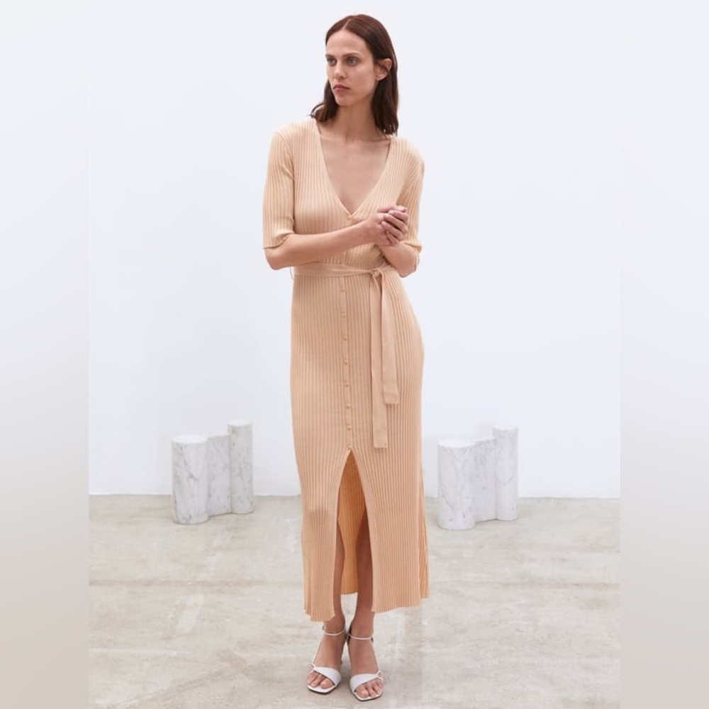 ZARA BELTED KNIT DRESS Size L